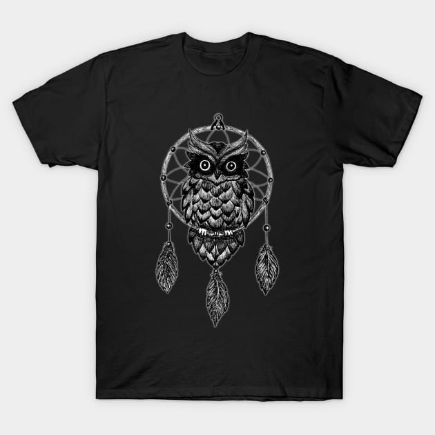 Dream Catcher Owl T-Shirt by Gringoface